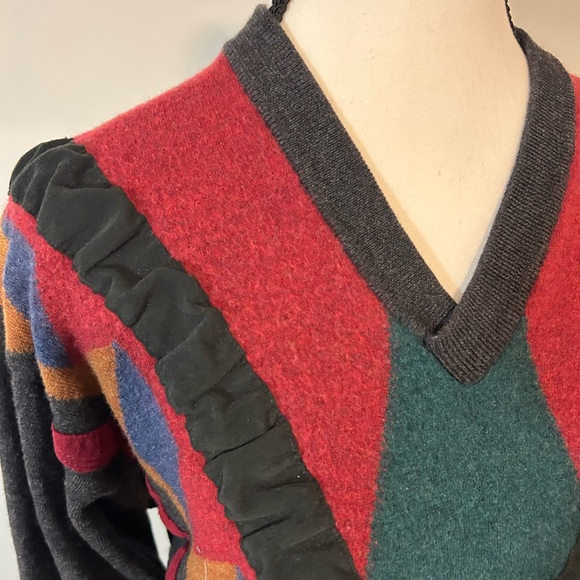 Retro 80's Multi-color Textured Wool Women's Sweater Sz. Small - Picture 6 of 7